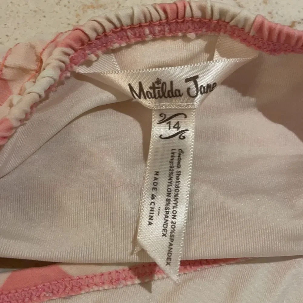 Matilda Jane bikini top with bow mint green and pink SZ 14